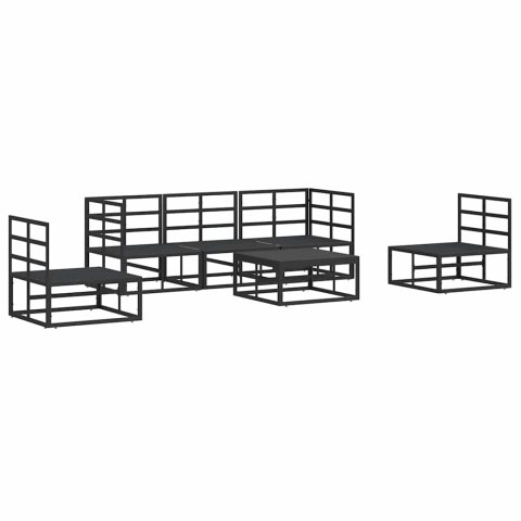 Zestaw Sof na Ogród z poduszką 6 pcs Czarny Aluminium