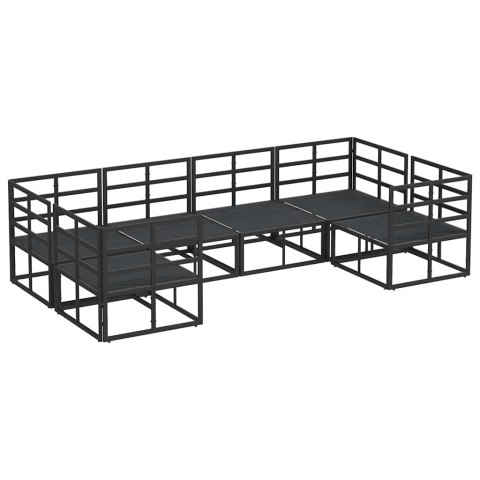 Zestaw Sof na Ogród z poduszką 6 pcs Czarny Aluminium