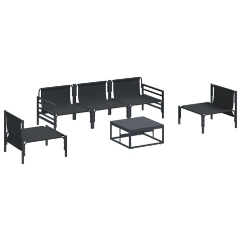 Zestaw Sof na Ogród z poduszką 6 pcs Czarny Stal
