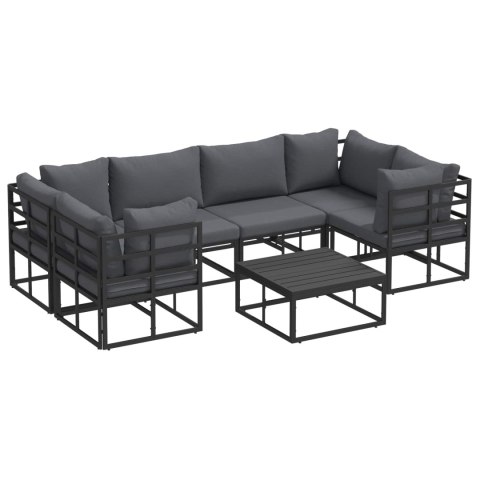 Zestaw Sof na Ogród z poduszką 7 pcs Czarny Aluminium