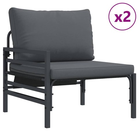 Zestaw Sof na Ogród z poduszką 7 pcs Czarny Stal