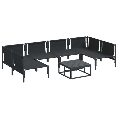 Zestaw Sof na Ogród z poduszką 7 pcs Czarny Stal