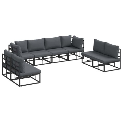 Zestaw Sof na Ogród z poduszką 8 pcs Czarny Aluminium