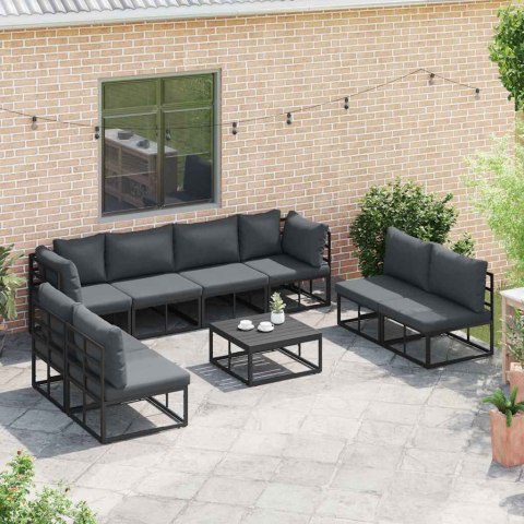 Zestaw Sof na Ogród z poduszką 8 pcs Czarny Aluminium