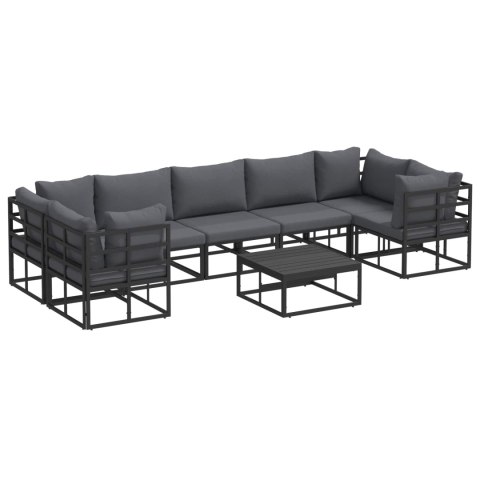 Zestaw Sof na Ogród z poduszką 8 pcs Czarny Aluminium