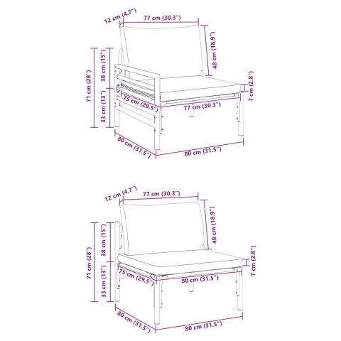 Zestaw Sof na Ogród z poduszką 8 pcs Czarny Stal