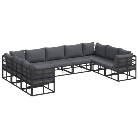Zestaw Sof na Ogród z poduszką 9 pcs Czarny Aluminium