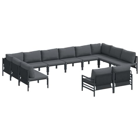 Zestaw Sof na Ogród z poduszką 12 pcs Czarny Stal