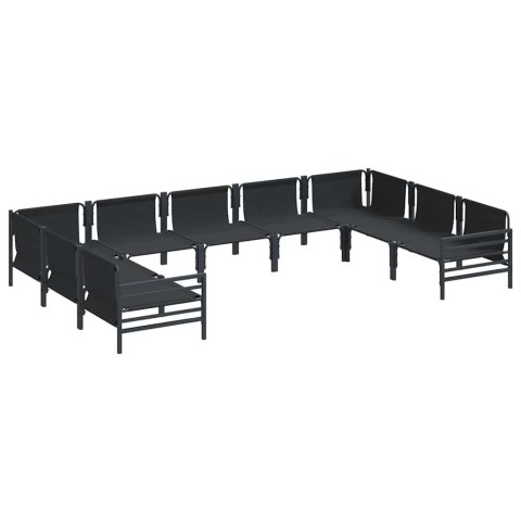 Zestaw Sof na Ogród z poduszką 9 pcs Czarny Stal