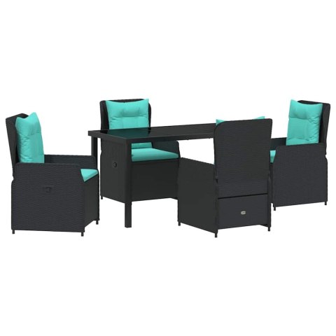 Zestaw do jadalni w ogrodzie 5 pcs Czarny Polirattan