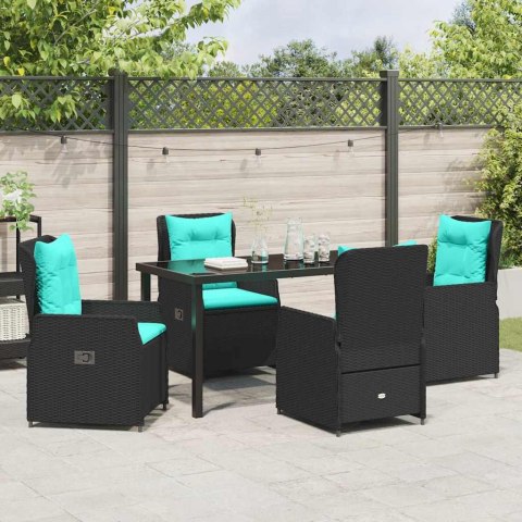 Zestaw do jadalni w ogrodzie 5 pcs Czarny Polirattan