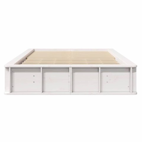 Ramka łóżka Biały 140 x 200 cm Lite drewno sosnowe