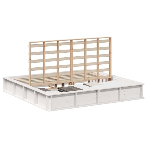 Ramka łóżka Biały 200 x 200 cm Lite drewno sosnowe