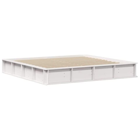 Ramka łóżka Biały 200 x 200 cm Lite drewno sosnowe