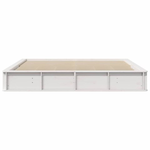 Ramka łóżka Biały 200 x 200 cm Lite drewno sosnowe