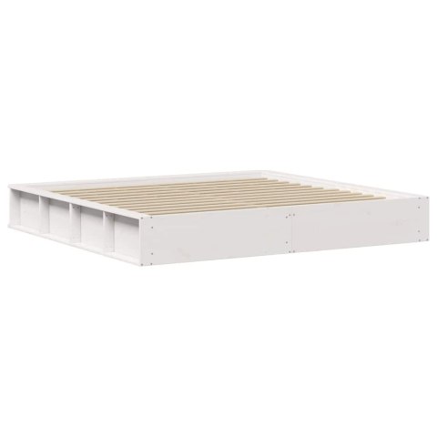 Ramka łóżka Biały 200 x 200 cm Lite drewno sosnowe