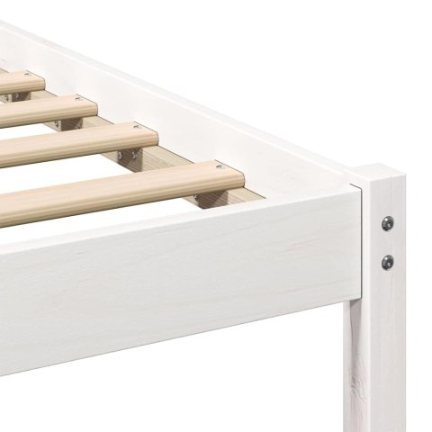 Ramka łóżka Z zagłówkiem Biały 200 x 200 cm Lite drewno sosnowe