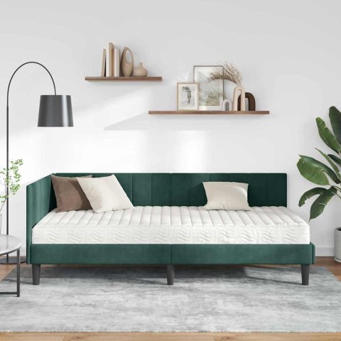 Rama Łóżka Narożnego z Materacem 2 pcs Zielony Aksamit