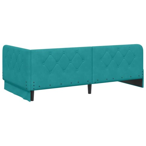Rama łóżka narożnego z materacem Turkusowy 90 x 200 cm Aksamit
