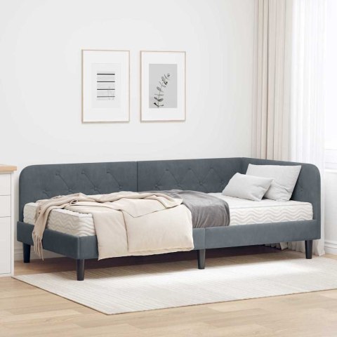 Rama łóżka narożnego Ciemnoszary 90 x 200 cm Aksamit