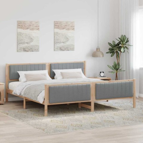 Rama łóżka Z zagłówkiem Brązowy i jasnoszary 200 x 200 cm