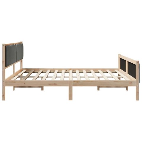Rama łóżka Z zagłówkiem brązowy i ciemnoszary 200 x 200 cm