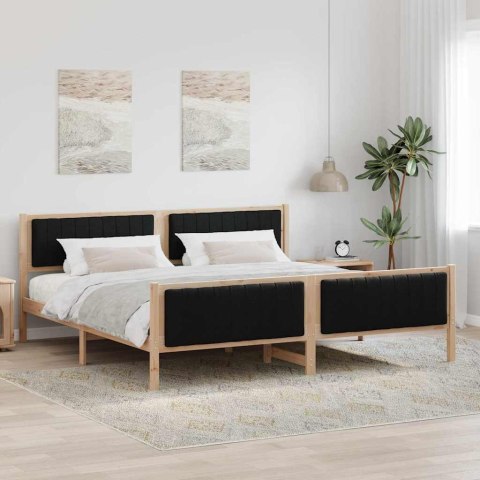 Rama łóżka brązowo-czarny 200 x 200 cm Lite drewno sosnowe