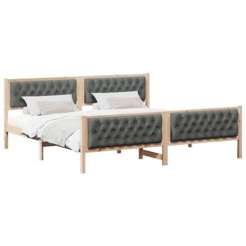 Ramka łóżka Ciemnoszary 200 x 200 cm Lite drewno sosnowe