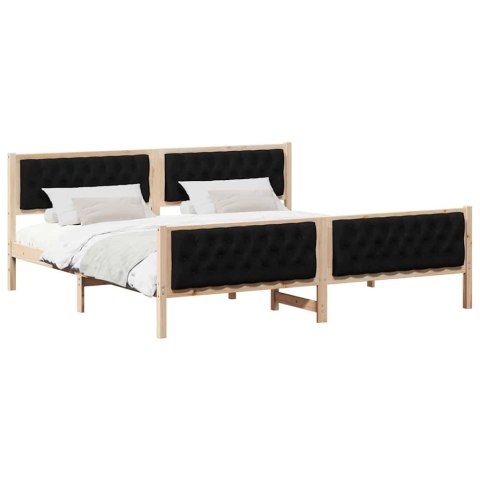Ramka łóżka Czarny 200 x 200 cm Lite drewno sosnowe