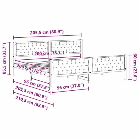 Ramka łóżka Czarny 200 x 200 cm Lite drewno sosnowe