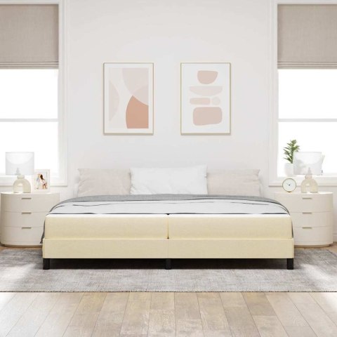 Łóżko sprężynowe z materacem Kremowy 200 x 200 cm tkanina