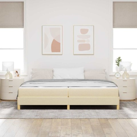 Łóżko sprężynowe z materacem Kremowy 200 x 200 cm tkanina