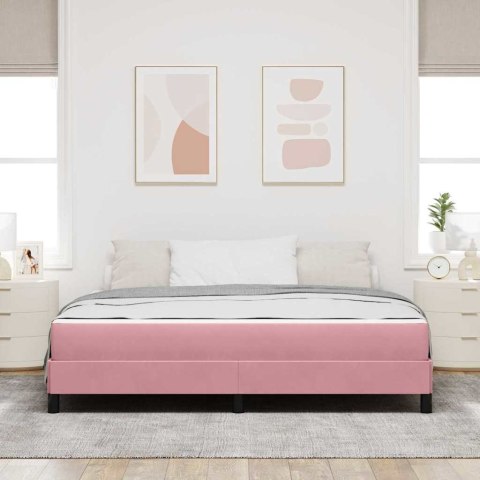 Łóżko sprężynowe z materacem Różowy 180 x 200 cm tkanina