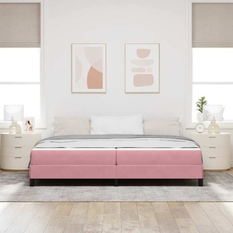Łóżko sprężynowe z materacem Różowy 200 x 200 cm tkanina