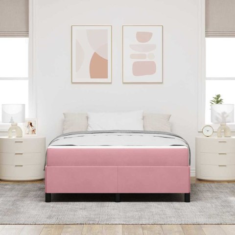 Ramka łóżka z materacem Różowy 140 x 200 cm tkanina