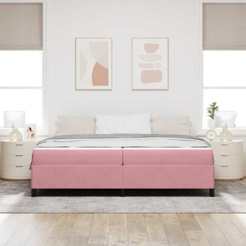 Ramka łóżka z materacem Różowy 200 x 200 cm tkanina