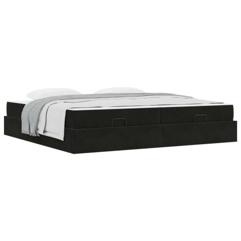 Rama łóżka z materacem z materacem 2 pcs Czarny Aksamit
