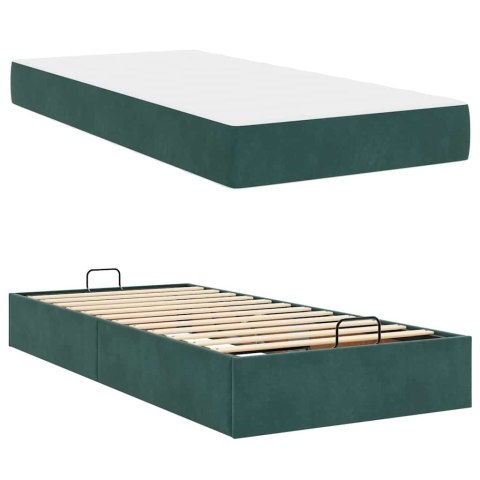 Rama łóżka z materacem z materacem 2 pcs Zielony Aksamit
