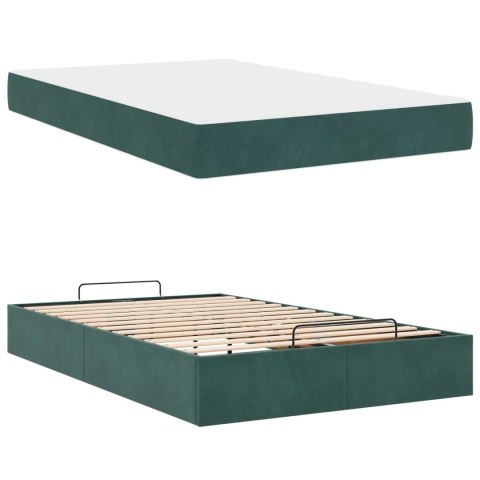 Rama łóżka z materacem z materacem 2 pcs Zielony Aksamit