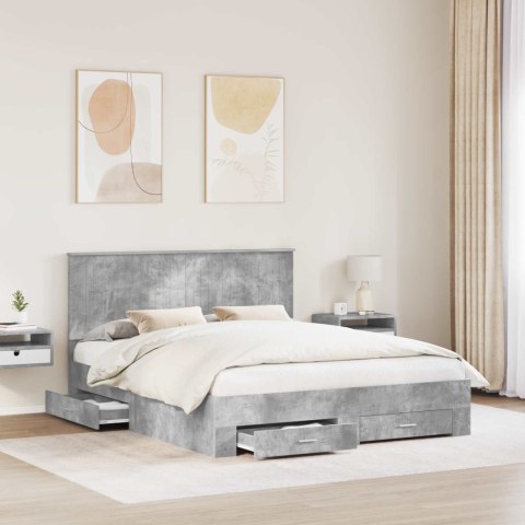 Ramka łóżka Betonowy szary 160 x 200 cm Materiał drewnopochodny