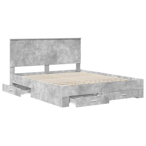 Ramka łóżka Betonowy szary 160 x 200 cm Materiał drewnopochodny