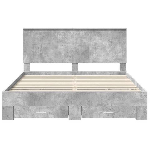 Ramka łóżka Betonowy szary 160 x 200 cm Materiał drewnopochodny
