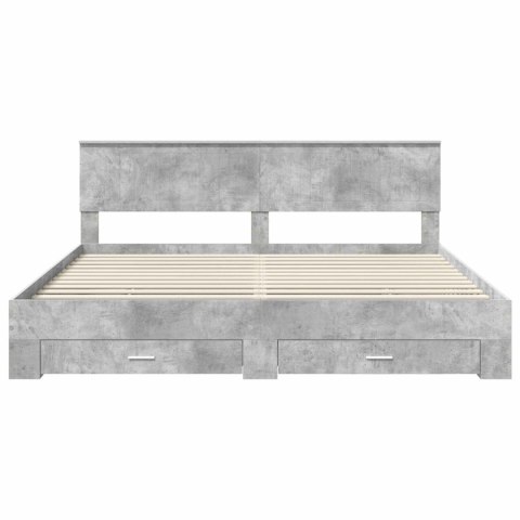 Ramka łóżka Betonowy szary 200 x 200 cm Materiał drewnopochodny