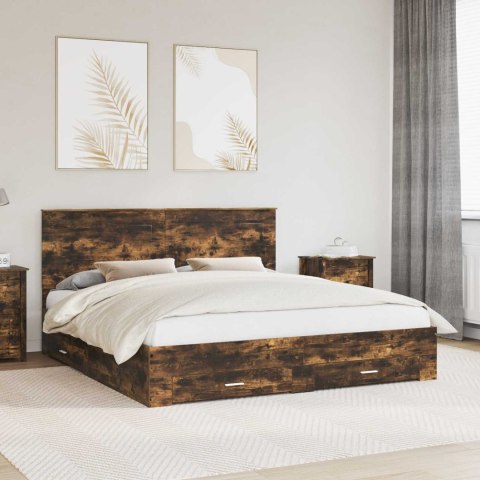 Ramka łóżka Dąb wędzony 200 x 200 cm Materiał drewnopochodny
