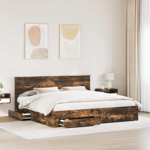 Ramka łóżka Dąb wędzony 200 x 200 cm Materiał drewnopochodny