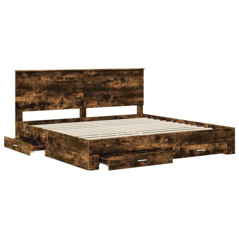 Ramka łóżka Dąb wędzony 200 x 200 cm Materiał drewnopochodny
