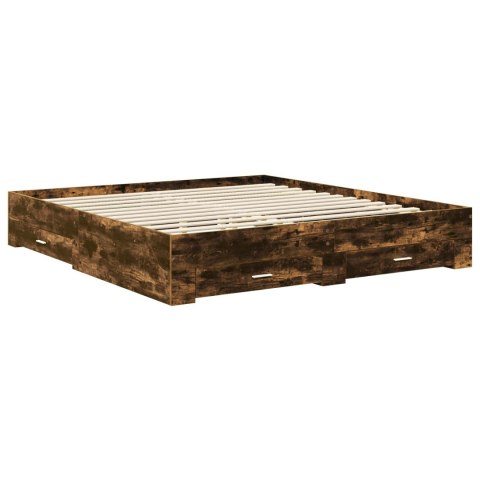 Ramka łóżka Dąb wędzony 200 x 200 cm Materiał drewnopochodny