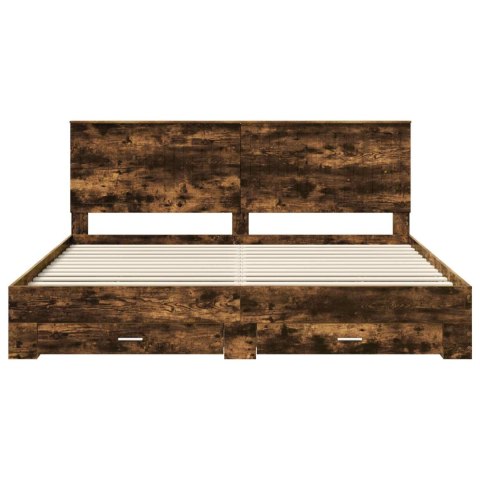 Ramka łóżka Dąb wędzony 200 x 200 cm Materiał drewnopochodny