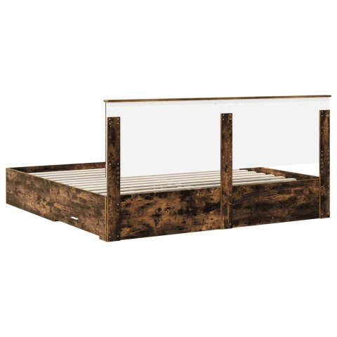 Ramka łóżka Dąb wędzony 200 x 200 cm Materiał drewnopochodny