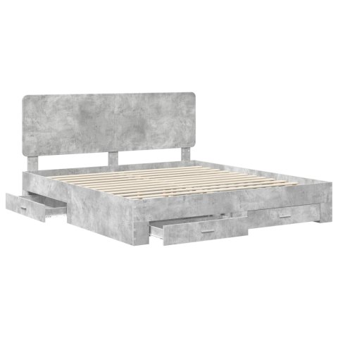Ramka łóżka Betonowy szary 180 x 200 cm Materiał drewnopochodny